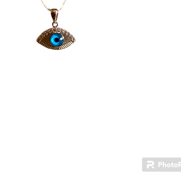 Sterling Silver Evil Eye Cubic Zirconia Pendant. Stamped 925 , Aprox 1 i… - Picture 4 of 5